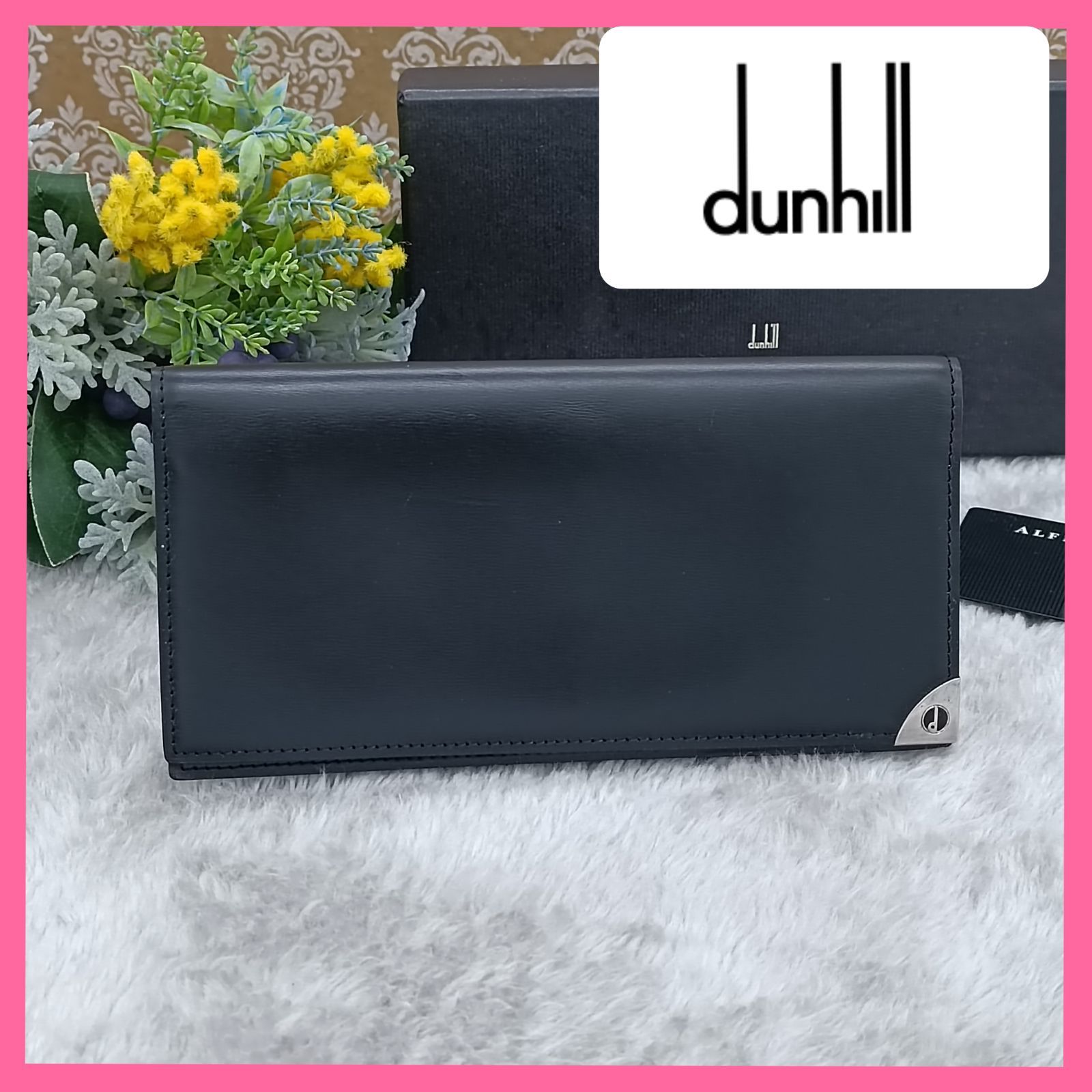 dunhill ダンヒル 長財布 レザー ブラック - 小物