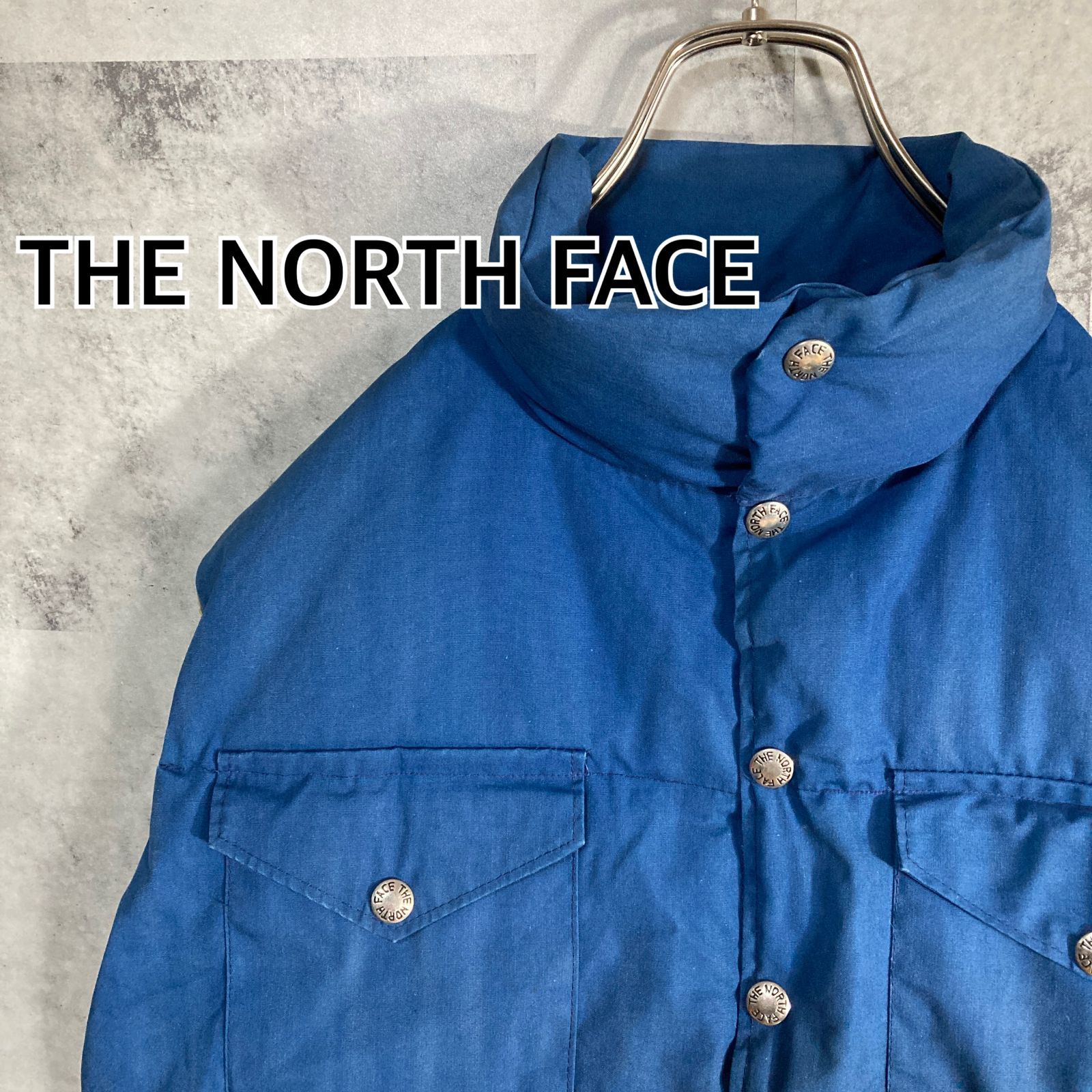 70s USA製 THE NORTH FACE ダウンベスト 茶タグ ブルー XS