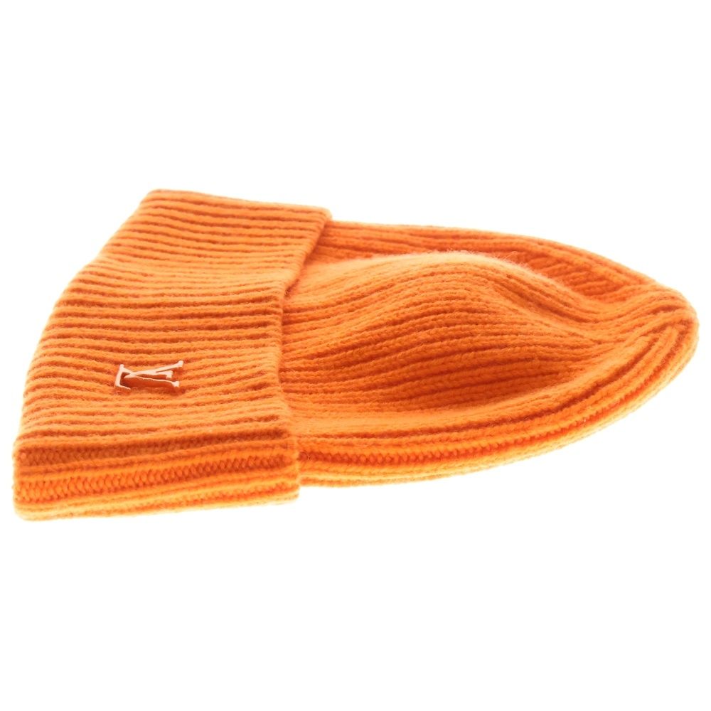 Louis Vuitton オレンジニット帽 LOUIS VUITTON (ルイヴィトン) フロントLVロゴ 帽子 ビーニー