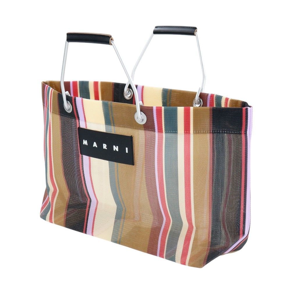 【極美品】MARNI マルニ フラワーカフェ カゴバッグ メッシュ トートバッグ MARNI マルニフラワーカフェ トートバッグ ストライプバッグミニ