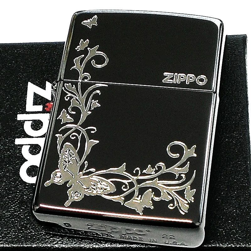 ZIPPO ライター バタフライ ジッポ ロゴ ブラックニッケル 蝶