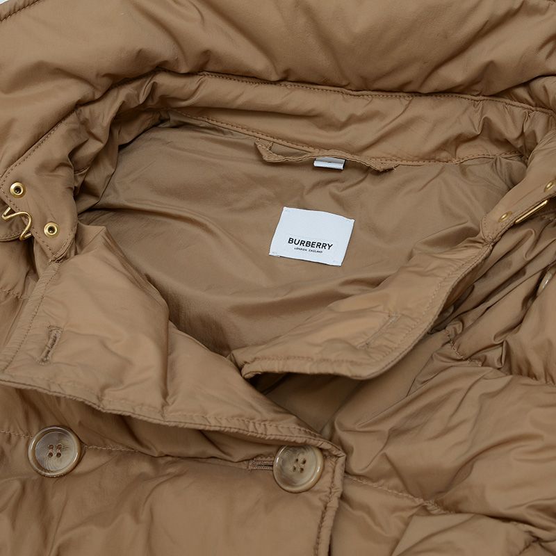 バーバリー ダウンコート ナイロン ベージュ レディース Sサイズ
