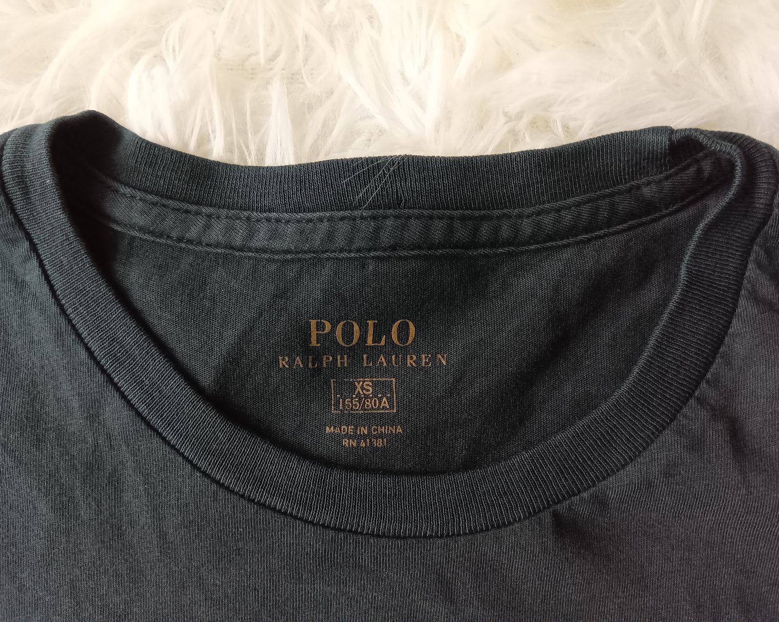 【304】【未使用・タグ付き】POLO Ralph Lauren　ラルフローレン　半袖シャツ　ブラック　袖パープル刺繍ロゴ　サイズXS