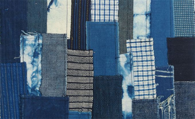 藍染 パッチワーク 布 生地 ハンドメイド 手織り 綿100% 手作り 古布50