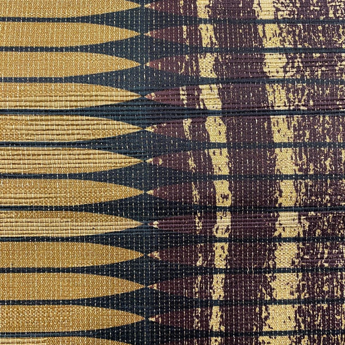 半幅帯 美品 名品 縞 幾何学 山吹茶色 正絹 中古 半幅帯 美品 名品 縞 幾何学 山吹茶色 正絹 中古 半幅帯 美品