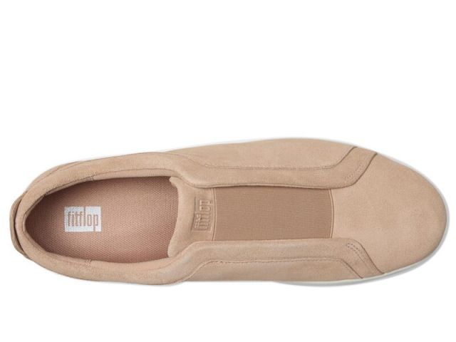 【送料無料】 フィットフロップ レディース スニーカー シューズ Rally Elastic Suede Slip-On Sneakers Classic Beige