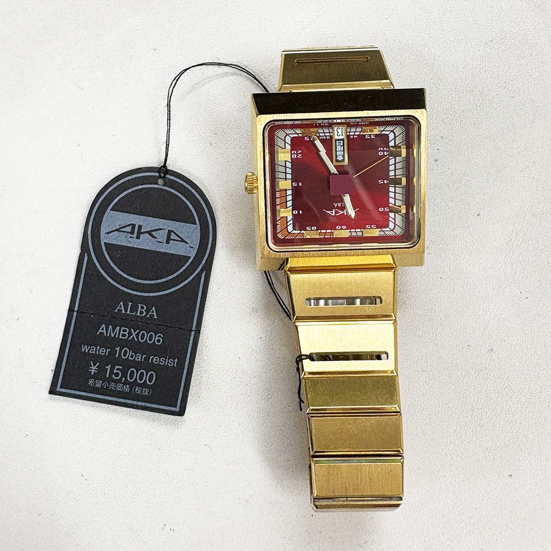 中古 】 SEIKO ALBA AKA AMBX003 腕時計 スクエアウォッチ 赤 文字盤