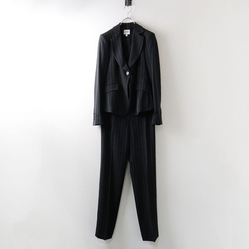 アルマーニ コレツォーニARMANI COLLEZIONI ストライプ スーツ セットアップ 38|グレー系 ジャケット スラックス パンツ 2400014352634