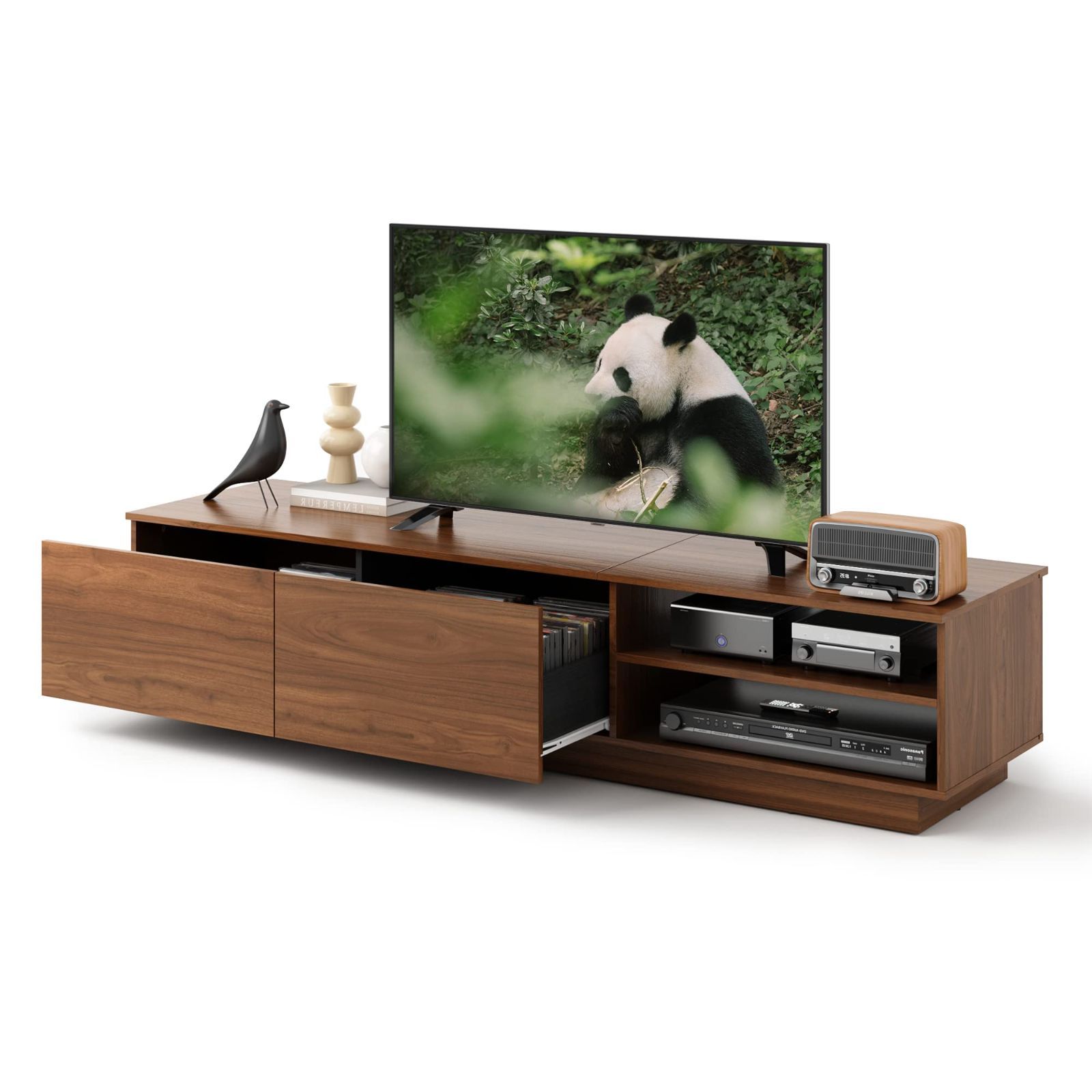 tvボード 木製 ローボード 壁寄せ 幅150 テレビボード 奥行40 高さ33cm AV機器対応 テレビ台 棚付き 引出付き WLIVE 隠す収納スペース ブラウン