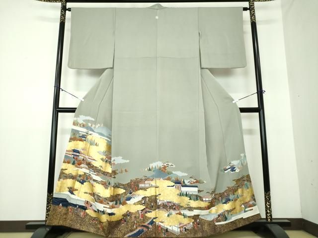 平和屋着物●豪華色留袖 人物風景文 金彩 正絹 DAAY1426ps