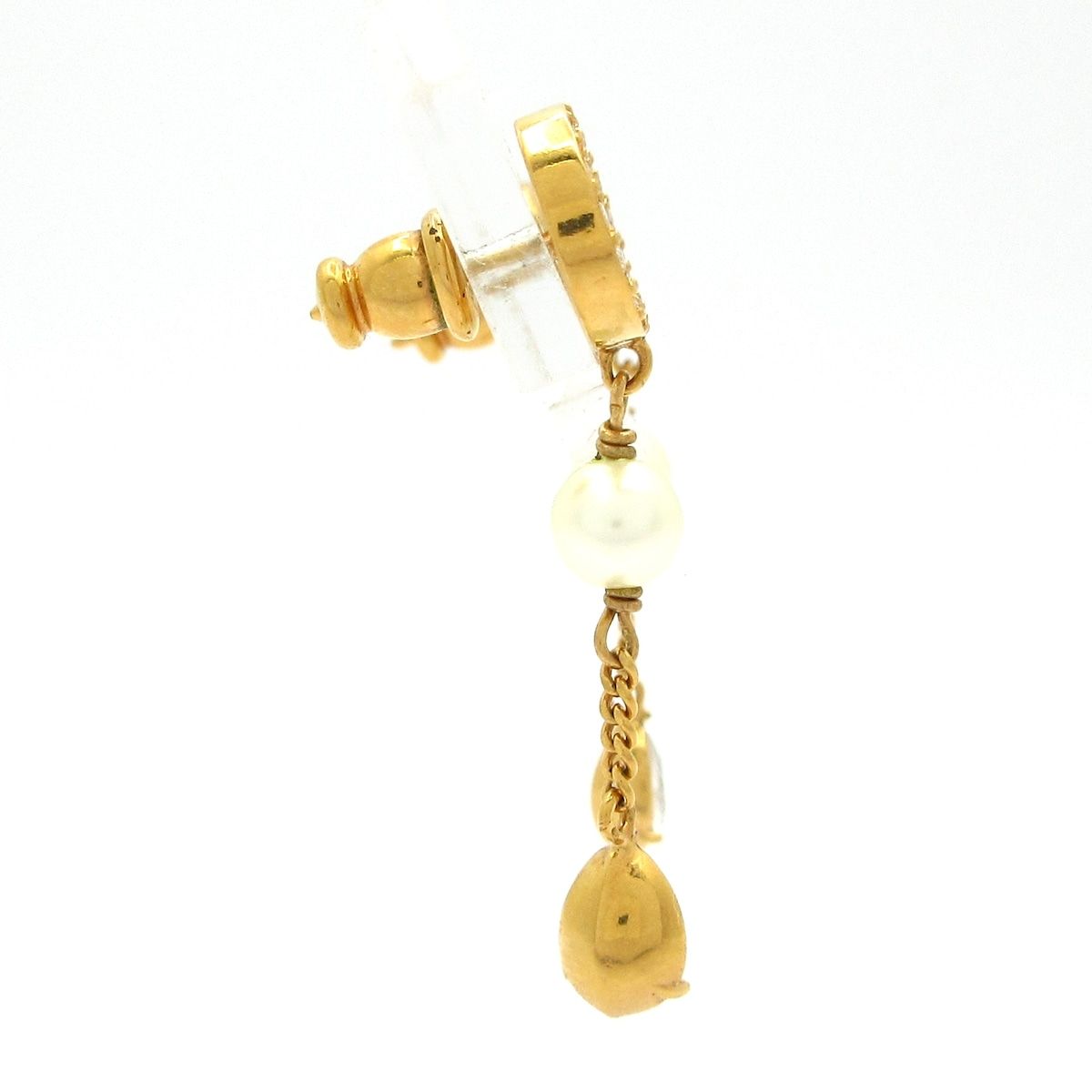 DIOR ChristianDior ディオール クリスチャンディオール ピアス プチ CD ロゴピアス ゴールド×白 CDモチーフ