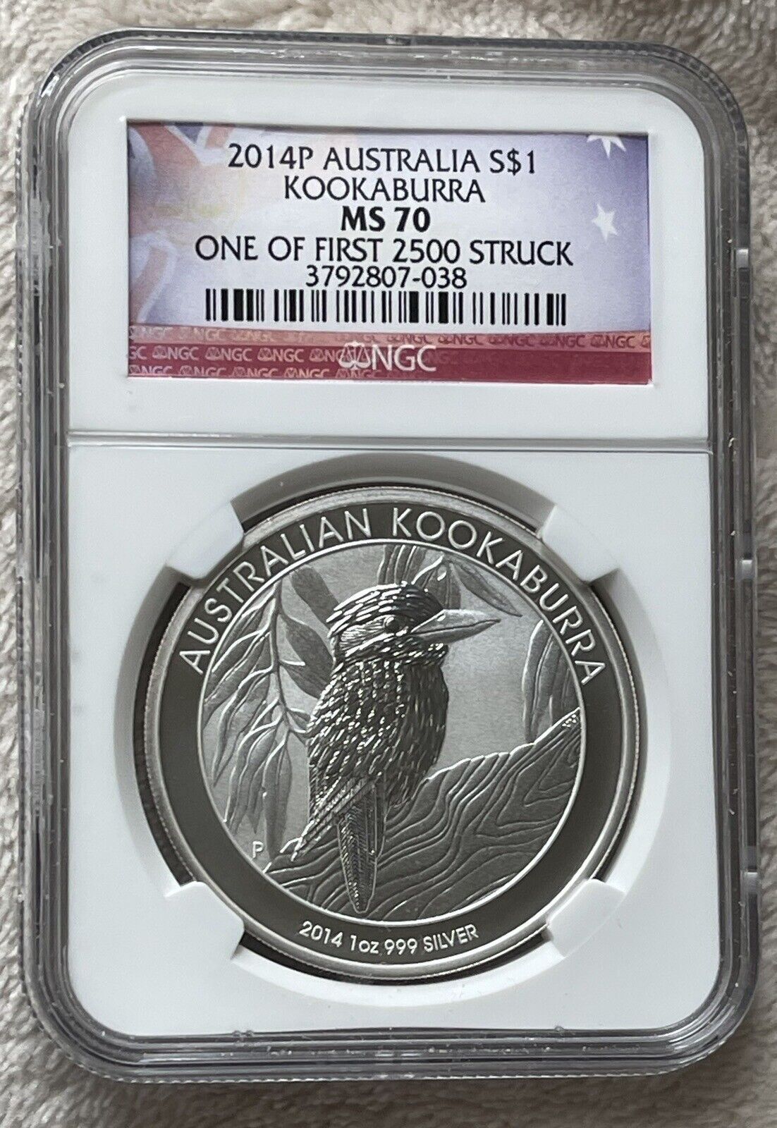 2014P Atralia Kookaburra NGC MS70 of First 2500 Struck Silver Coin
