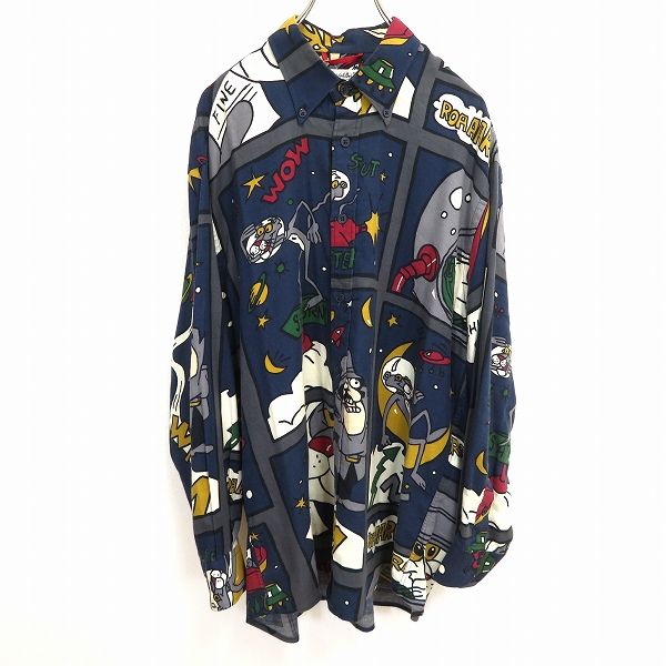 ax カステルバジャック Castelbajac 長袖 シャツ L 紺 マルチ