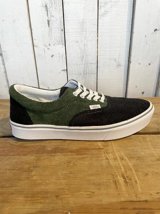 U.S VANS】Womens Comfycush Era／24／Terry Black/Dark Green