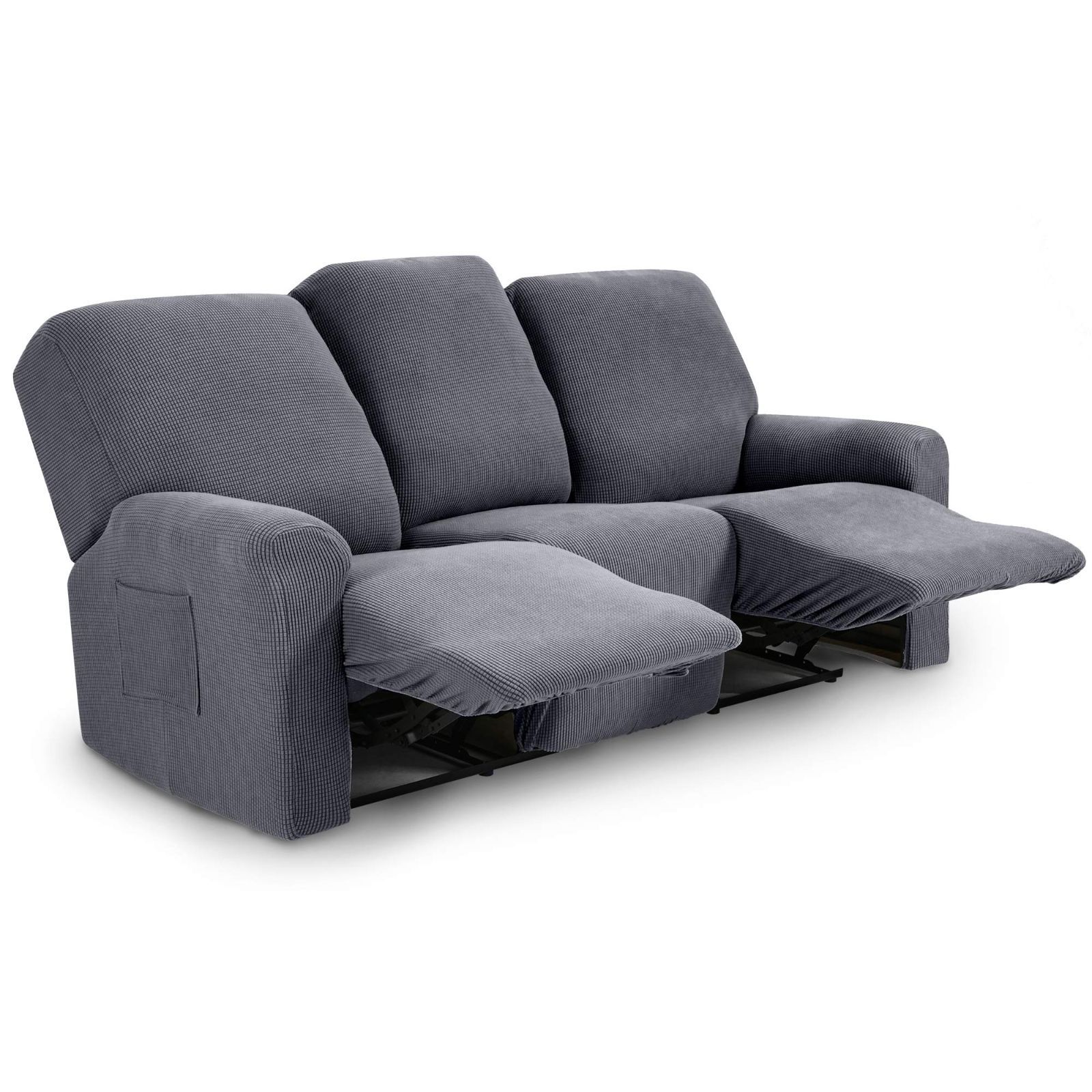 Color ライトグレー_Size リクライニングチェアカバー 3人掛け TIANSHU リクライニングチェアカバー 3人掛け 無地 縦横弾力 ストレッチ フィットタイプ 肘付き 滑り止め 柔らかい 伸縮素材伸び良く 四季適用 超便利 リクライニングソフ