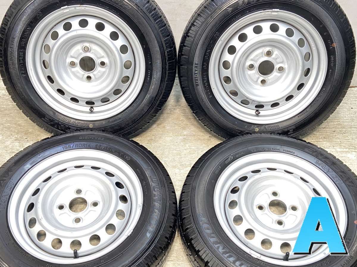 155|80R14 88|86LT ダンロップ エナセーブ VAN01 トヨタ純正 AL 14x5.0 100-4穴 タイヤ サマータイヤ ホイールセット 4本セット s14250423901