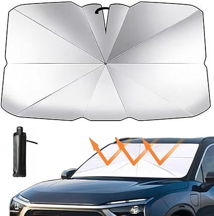 サンシェード 車， IRUITECK 車用サンシェード 折りたたみ カバーは、車を紫外線から守り、保管と使用が簡単で、車を涼しく保ち、ほとんどの車の自動車フロントガラスカバーにフィットしま