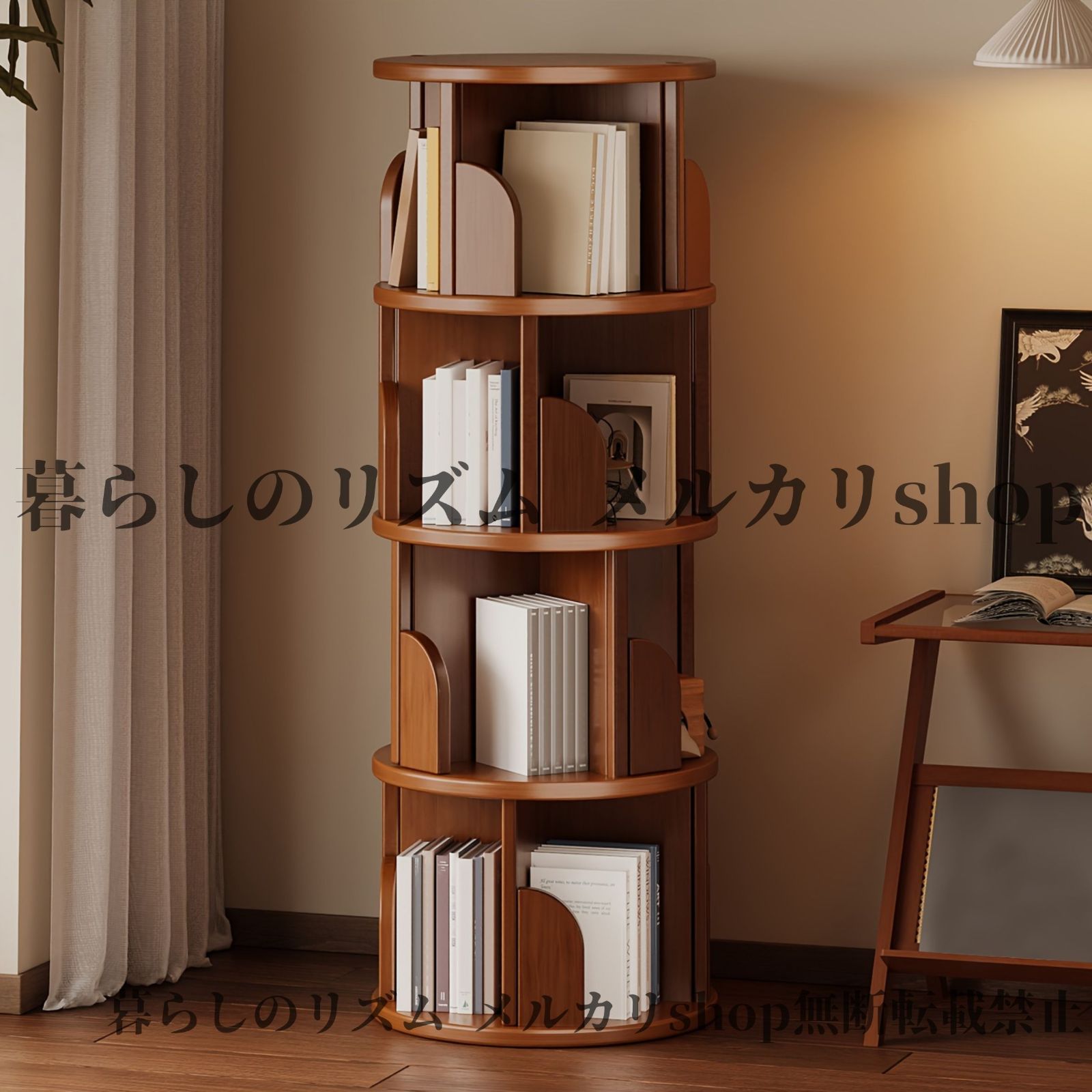 バンブーブックシェルフ 自立型モバイル