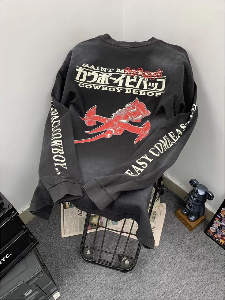 ♥ アメリカンレトロ風COWBOY BEBOPストリート系ルーズロンT K