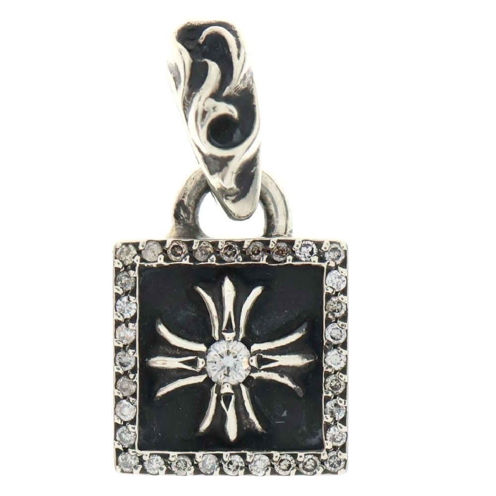 CHROME HEARTS クロムハーツ FRAMED CH PLUS P D フレームドCHプラス PAVEダイヤ チャーム ペンダントトップ シルバー