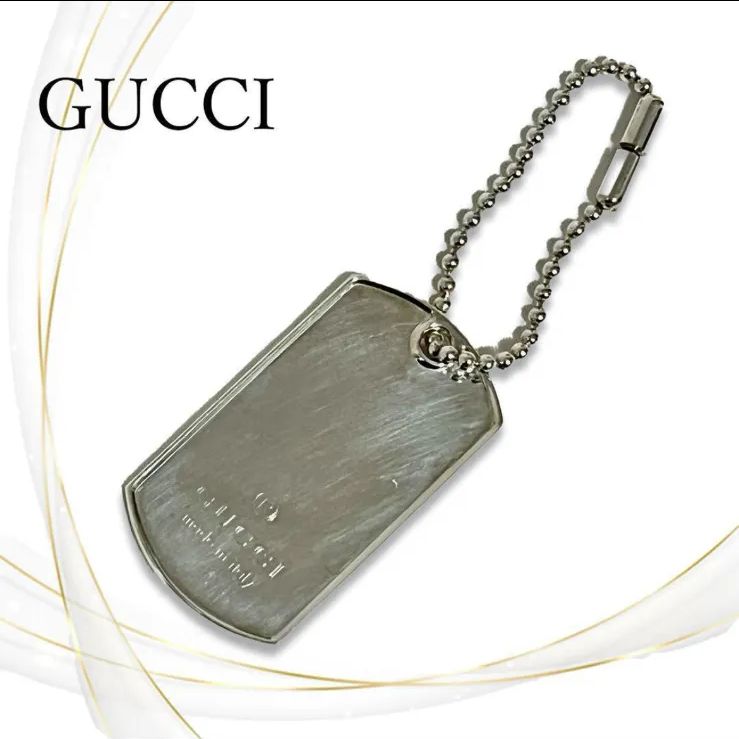 GUCCI グッチ キーホルダー プレート シルバー925 s925 ドッグタグ ブランドチャーム ペンダントトップ ネックレス - メルカリ