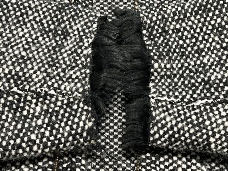 MARNI マルニ ツイード調 ニット ファー付き ジップアップ フーデッド