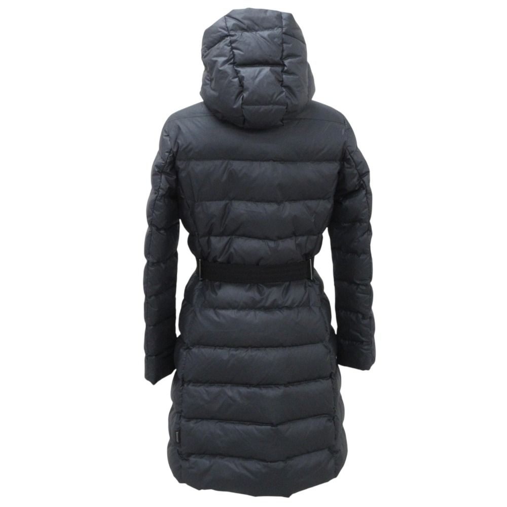 MONCLER - 良品 MONCLER モンクレール NANTES Aライン ベルテッド ダウンコート ロングダウンジャケット サイズ0 ブラック レディース 古着 中古 USED 良品 MONCLER モンクレール NANTES Aライン ベルテッド ダウン
