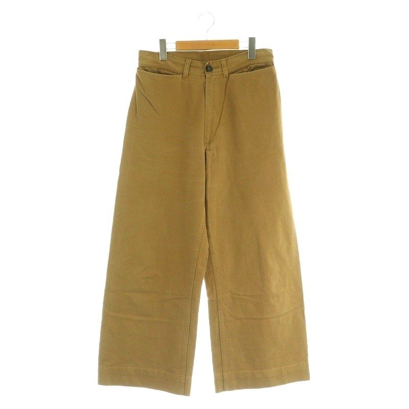 マーガレットハウエル　麻100%タック入り ワイドパンツ キャメル　サイズ2 マーガレットハウエル MHL. 19AW WASHED COTTON DRILL ワイド