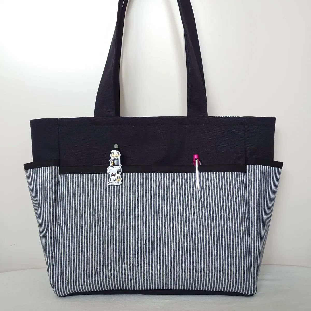 ヒッコリー サイドポケット 肩掛けトートバッグ ハンドメイド - Cloth ... ヒッコリー サイドポケット 肩掛けトートバッグ ハンドメイド