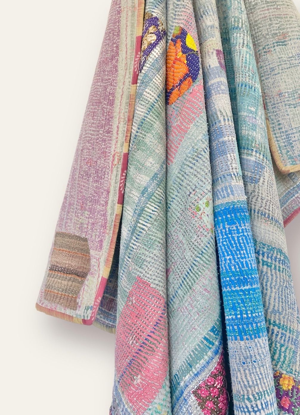 M】カンタキルト 刺繍 姫系インテリア パッチワークカンバディアキルト