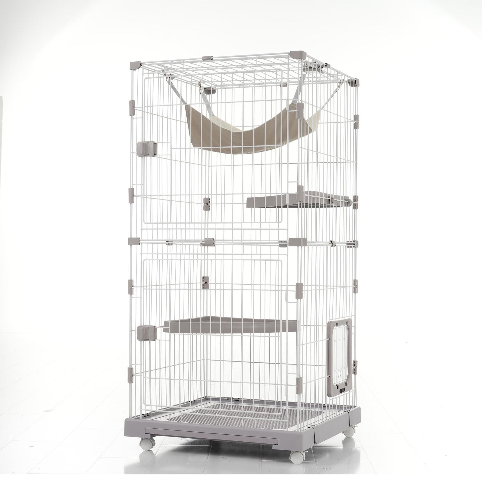 数量 OSJ 猫 ペットゲージ 小動物ケージ 猫用エンクロージャ 掃除しやすいトレーケージ キャットケージ 2段 多頭飼い 引き出しトレー ウサギケージ 自由組み合わせ ワイド扉 猫ドア キャットハウス ペット ゲージ 猫ゲージ 大型 キャスター付き ス