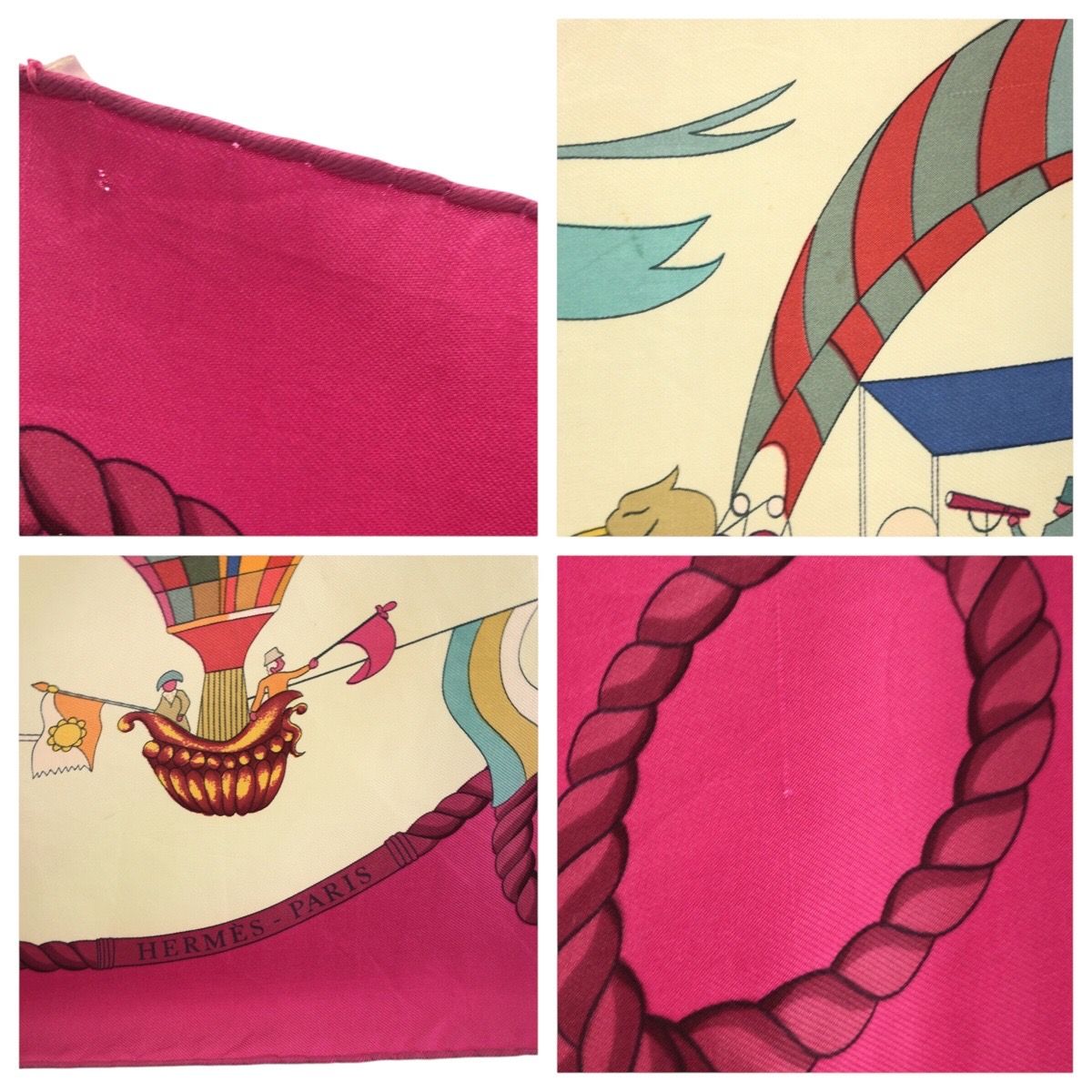 HERMES エルメス LES FOLIES DU CIEL カレ90 ピンク マルチ