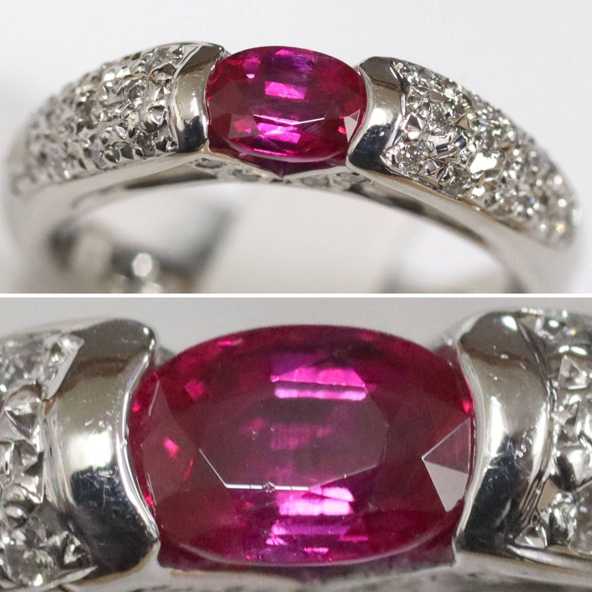 Pt850ルビーダイヤモンドリング R0.66 D0.23 8.9g #12 ソーティング  