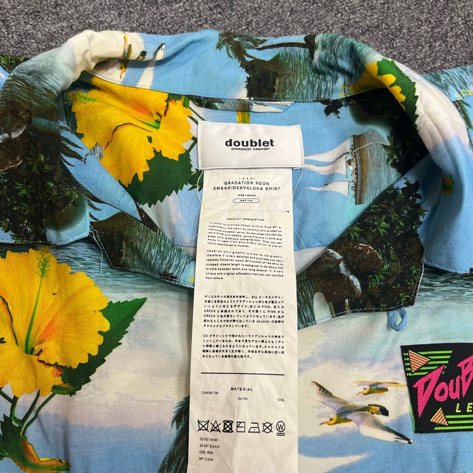 定価38500円 doublet 19SS GRADATION NEON EMBROIDERY ALOHA SHIRT