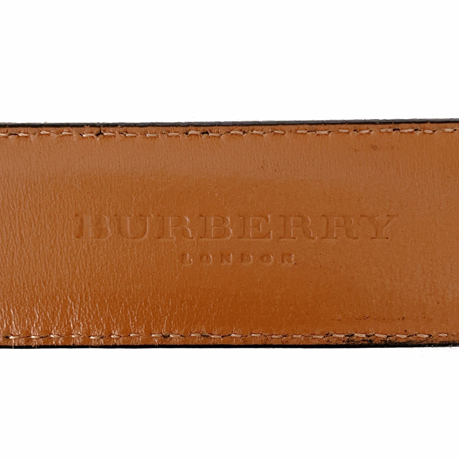 極美品　バーバリー　シルバーバックル　ブランドネームレザー　ブラウン　本革 top-jc001abset-2.JPG