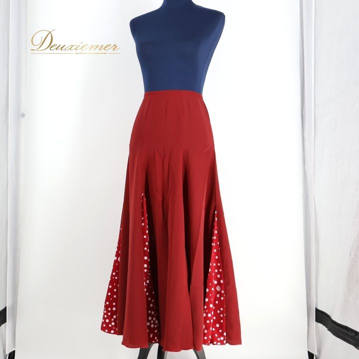 フラメンコ 衣装 ファルダ レッド系 エルモサ イベリア スカート 赤 白