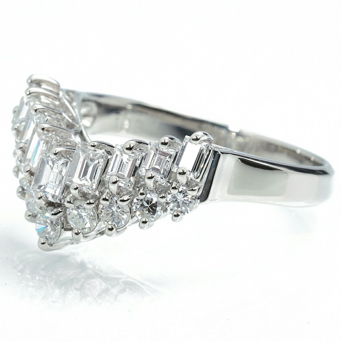 ダイヤモンド 1.03ct プラチナ Pt900 V字リング VSクラス 指輪