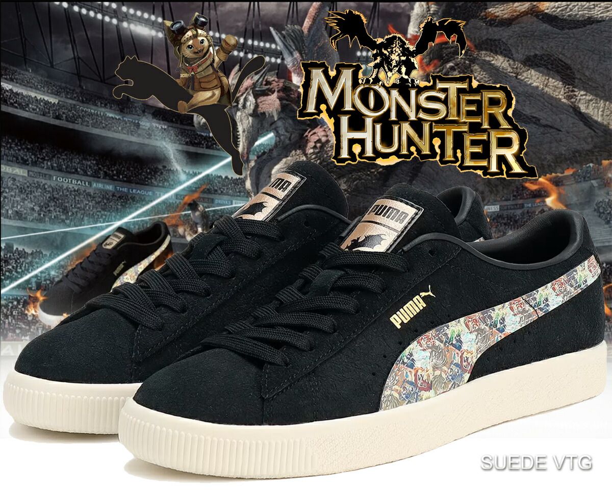 プーマ スウェード ビンテージ モンスターハンター PUMA SUEDE VTG MONSTER HUNTER PUMA BLACK-WARM WHITE 401817-01 PUMA THE ARCHIVE モンハン コラボ