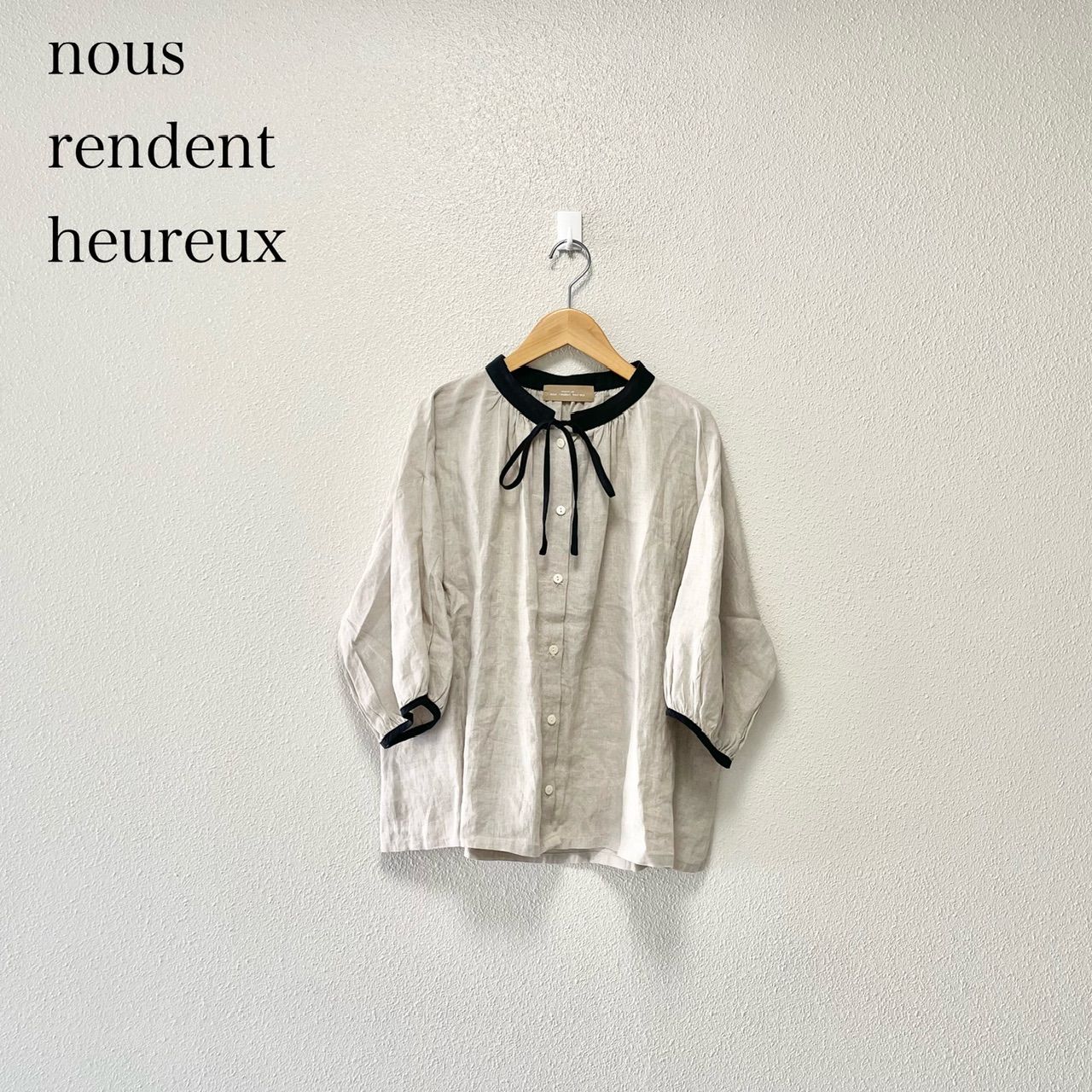 nous rendent heureux ヌーランドオロー リネンバイ リボン付きブラウス