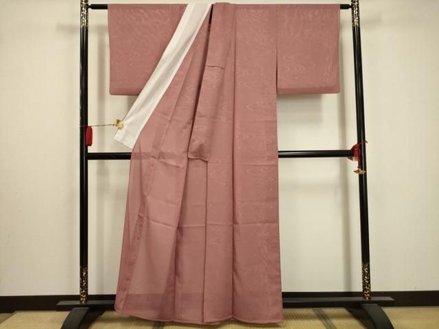 平和屋着物 夏物 色無地 絽 流水文紗 退紅色 洗える着物 AABA5608sx