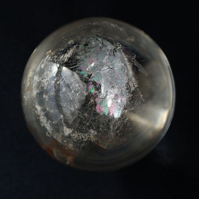 美品］ 天然石 スフィア ローズクォーツ アイリス 虹入り球体 置物
