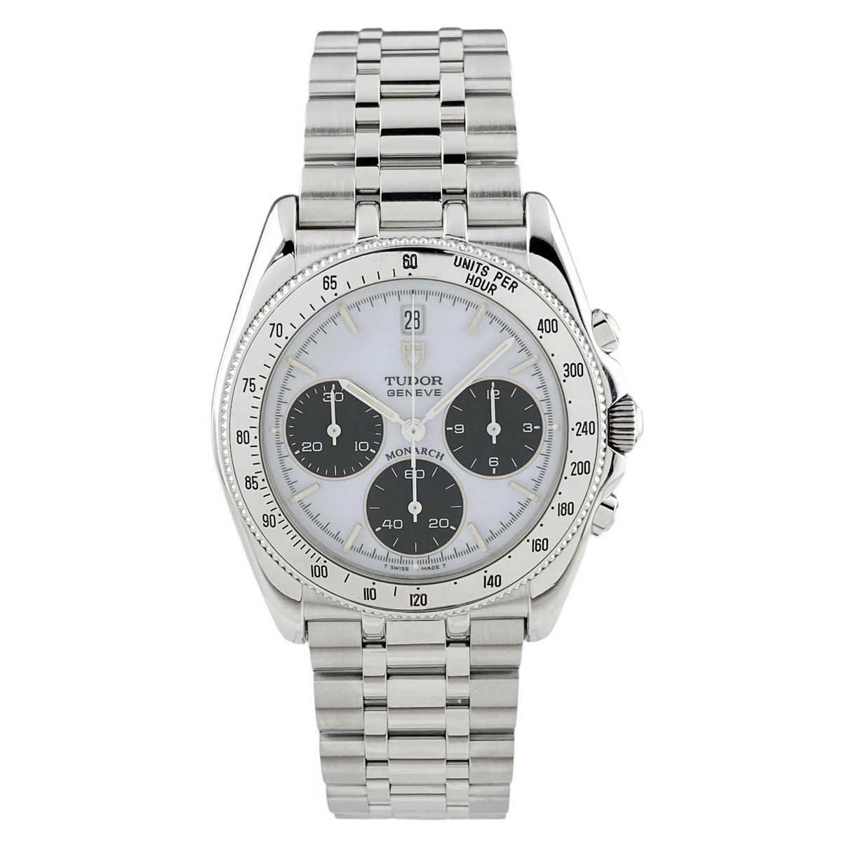 保証書 チュードル TUDOR チューダー モナーク クロノグラフ 15900 腕時計 SS クォーツ ホワイト メンズ