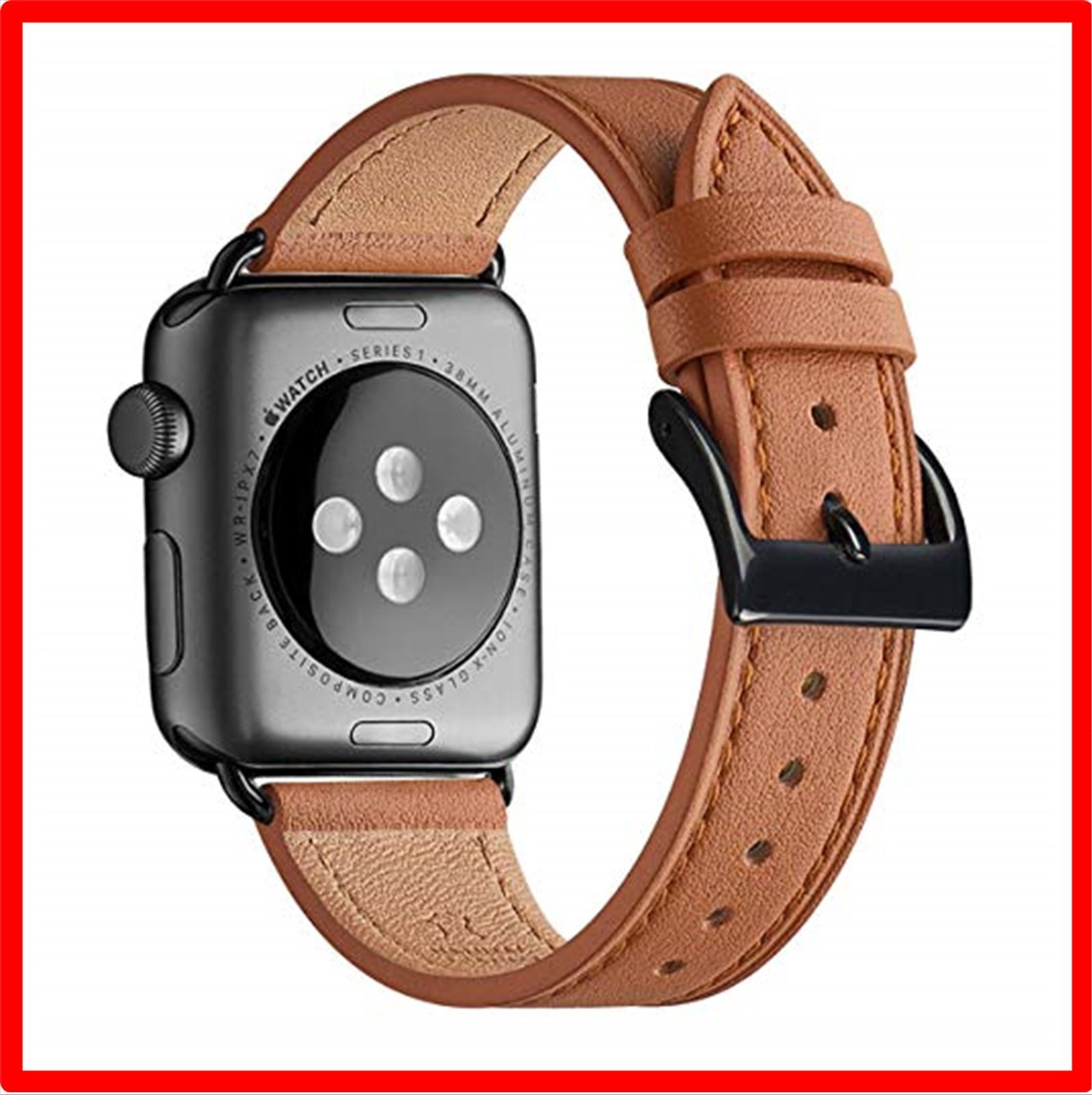 Apple Watch レザー 45 44 42 レザー バンド ブラック - 通販