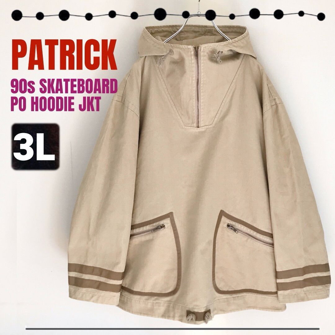 パトリック/PATRICK90sスケーター/プルオーバーフーディージャケットボリュームネックパーカーハーフジップ裏地付オーバーサイズメンズ3L  #2410O074