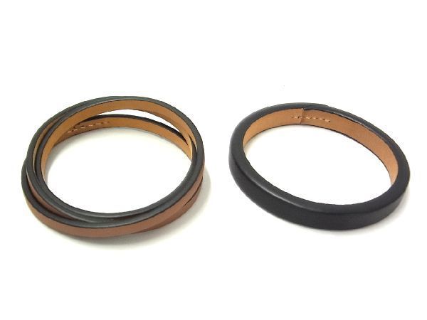 □新品□未使用□ LOEWE ロエベ レザー 3連 ブレスレット バングル 2