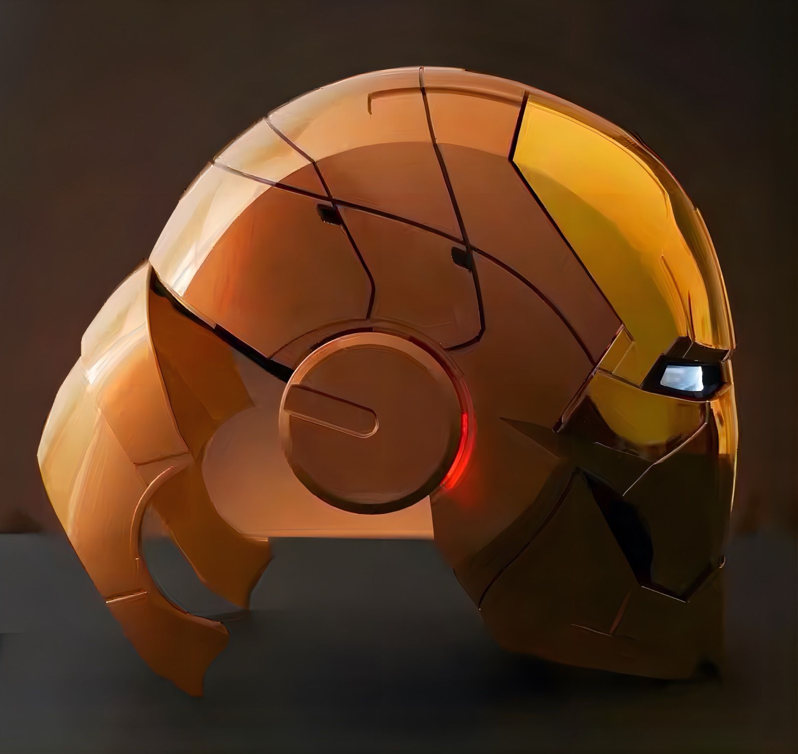 アイアンマン リアルマスク ゴールドメタリック メット 等身大 マーベル トニー スターク LED発光 自動作動 多機能 コスプレ 仮装 インテリア ironman