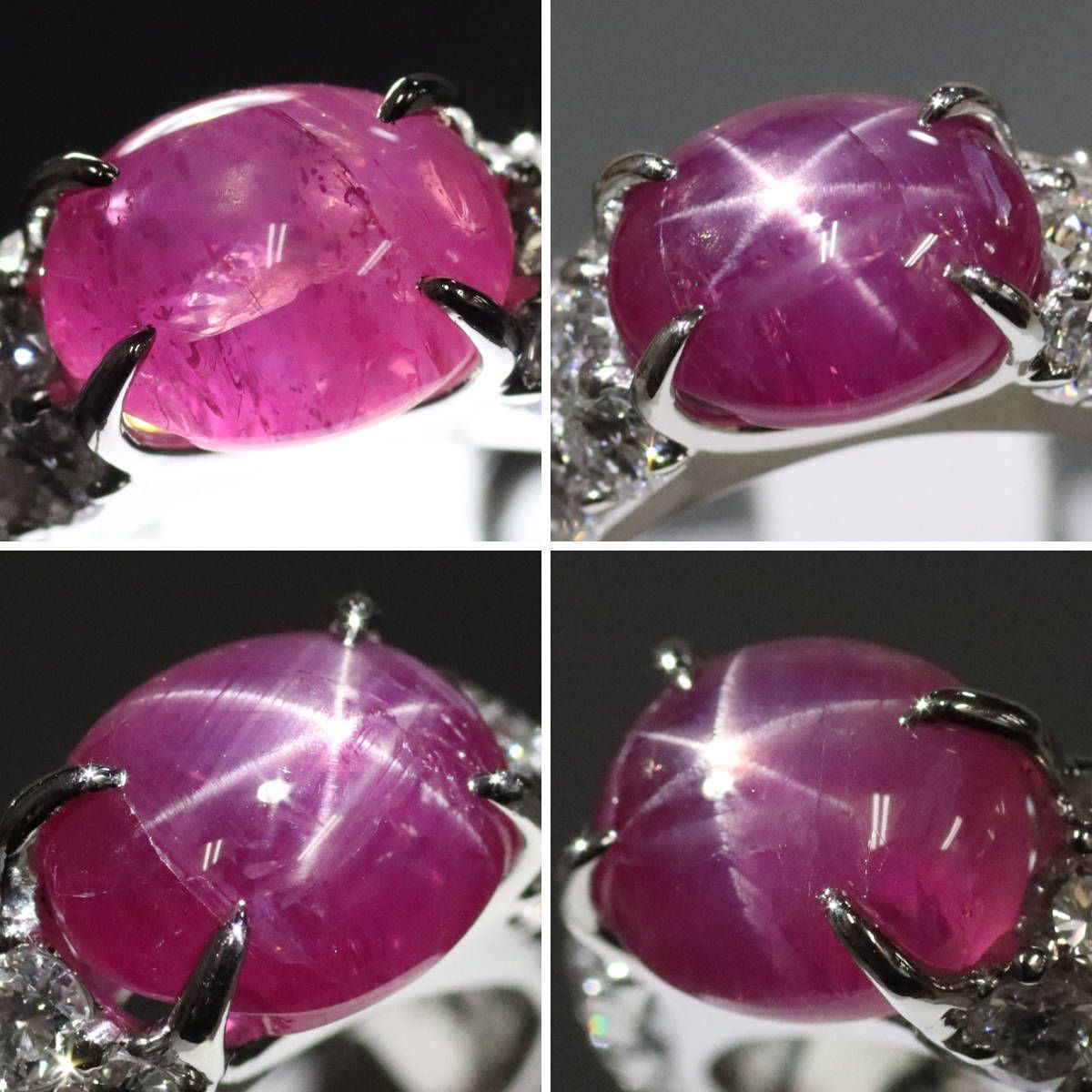 Pt900スターサファイアダイヤモンドリング S3.58 D1.00 7.6g #10  