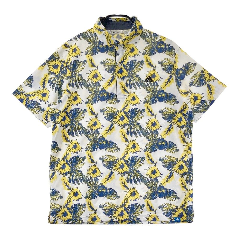 サイズ：O ADIDAS GOLF アディダスゴルフ M73718 半袖ポロシャツ 花 総柄 ホワイト系 [240101362650]# ゴルフウェア メンズ ストスト