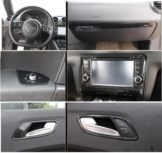 アウディ TT 8J 2006-2015年 右ハンドル用 内装トリムカバー ドアウィンドウ スイッチ ボタンフレームコンカバーなど18個セット