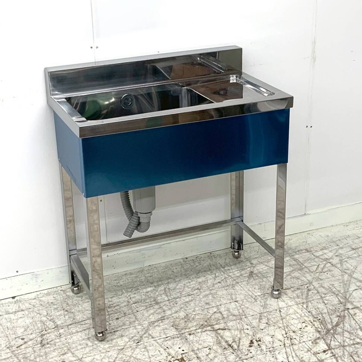 B品 右水切台付き1槽シンク W750×D450×H800 流し台 ステンレスシンク 業務用シンク 厨房 No.1